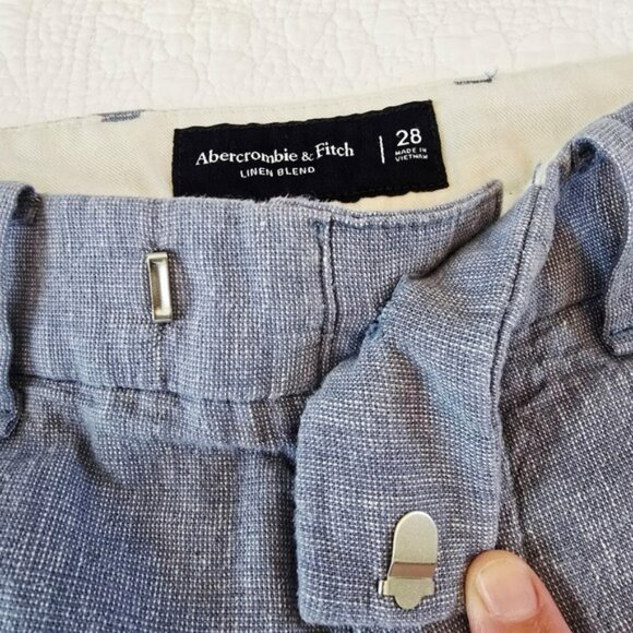 Abercrombie & Fitch Women's Linen Blend Shorts Size 28 Blue White Vacation - Picture 4 of 11